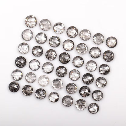 4 MM Round Rose Cut Lot Salt and Pepper Diamond For Ring & Earrings