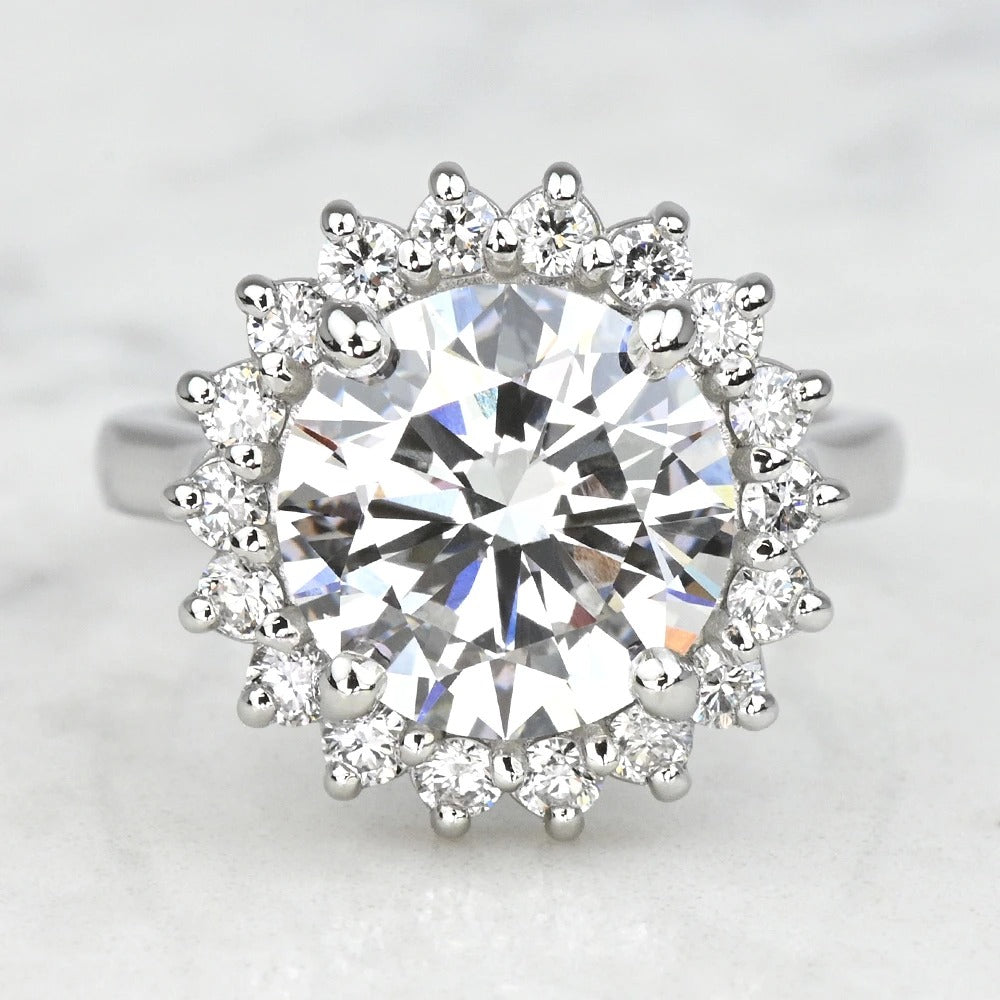 4 Carat Round Lab Diamond Engagement Ring