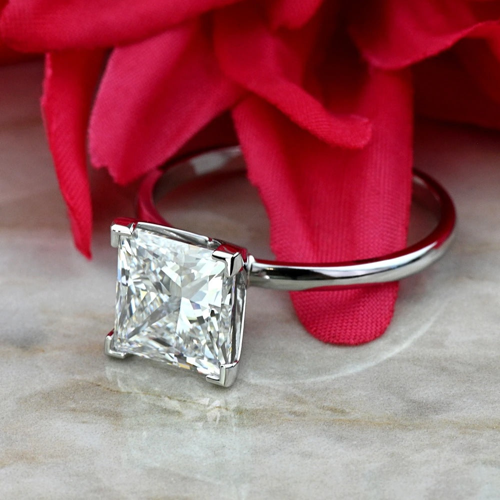 5 Carat Princess Solitaire Lab Diamond Engagement Ring 14k/18k white gold ring straight prong
