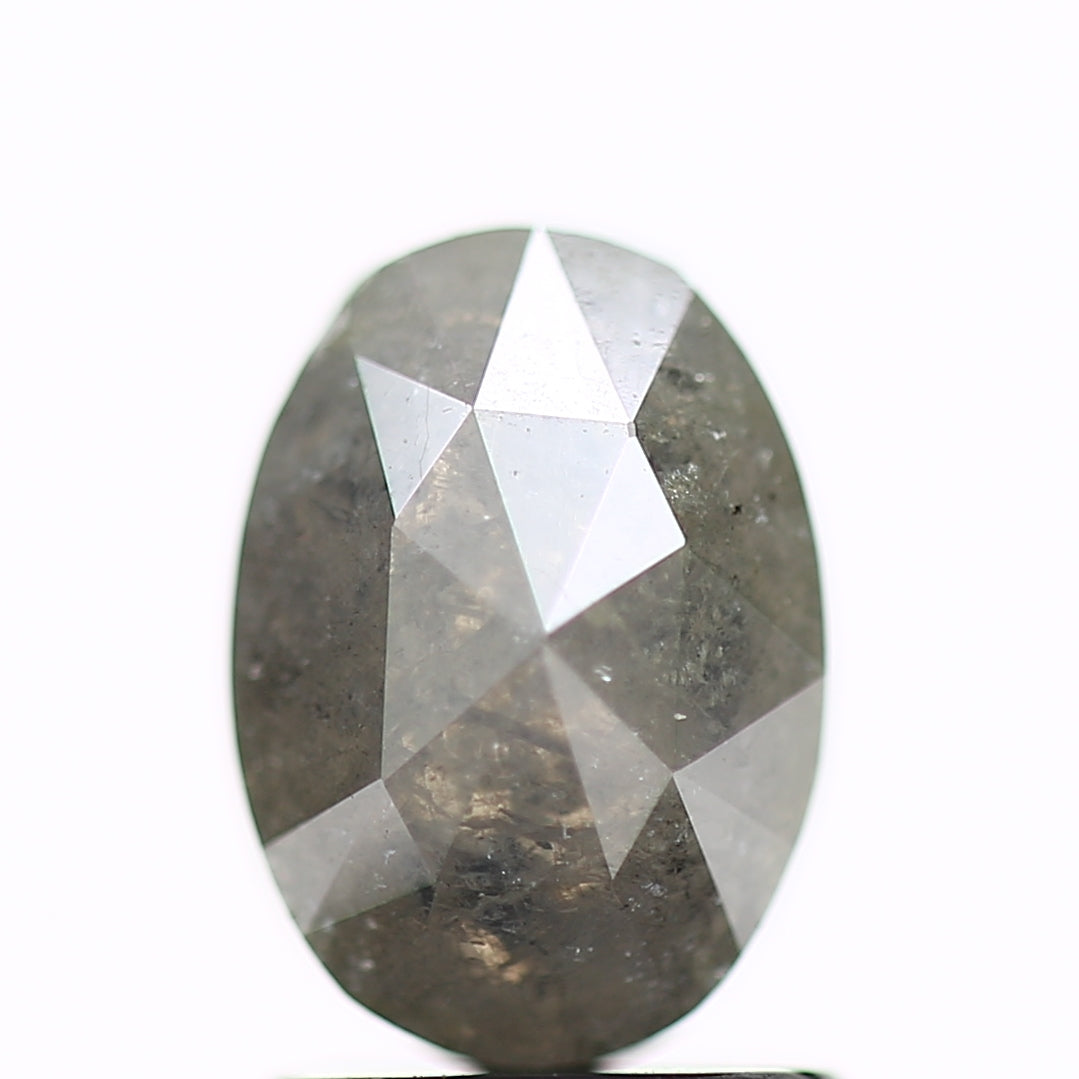 1.96 Carat Gray Oval Brilliant Rose Cut Diamond 8.20 MM