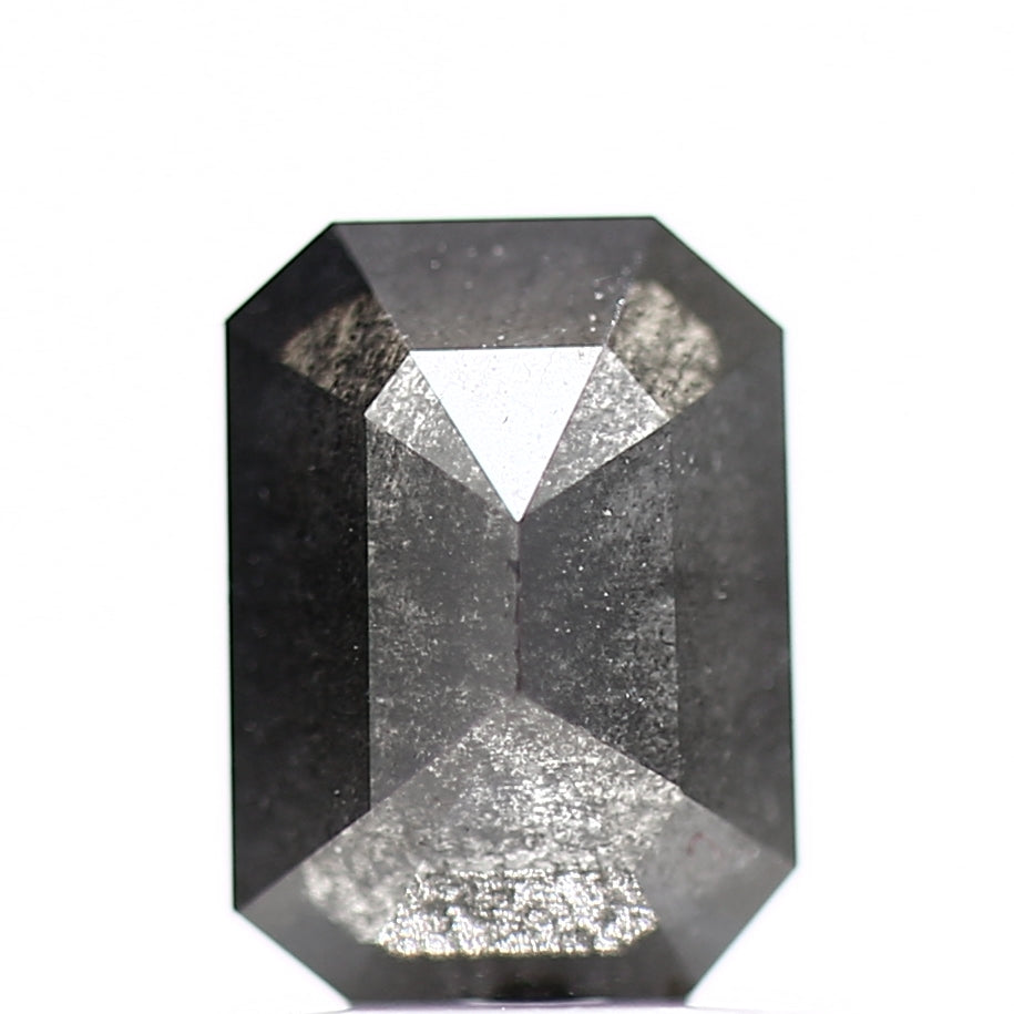 0.95 Carat 6.8 MM Natural Fancy Black Emerald Salt and Pepper Diamond - Blackdiamond