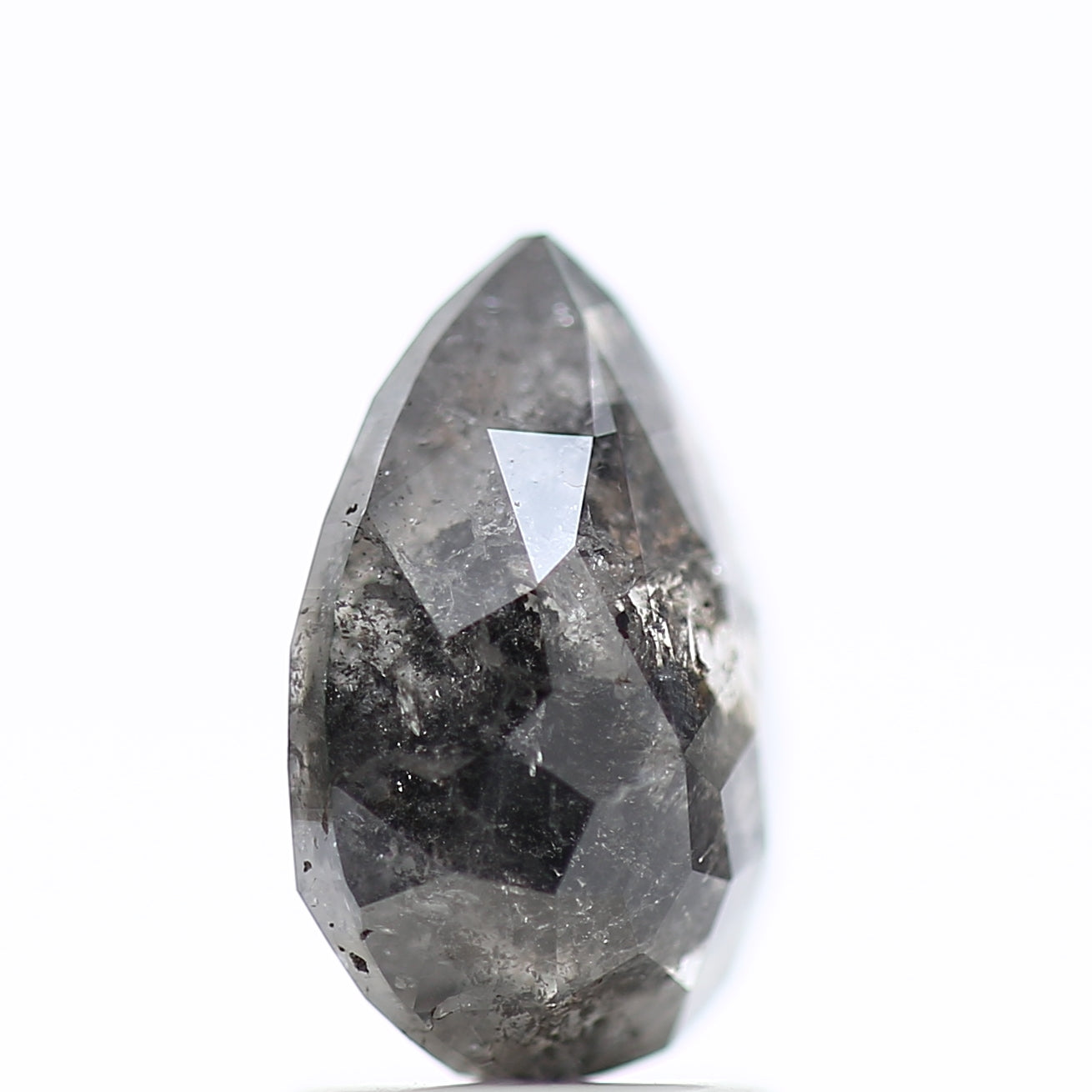 2.15 Carat Pear Shaped Salt and Pepper Diamond Natural Grey 9.70 MM