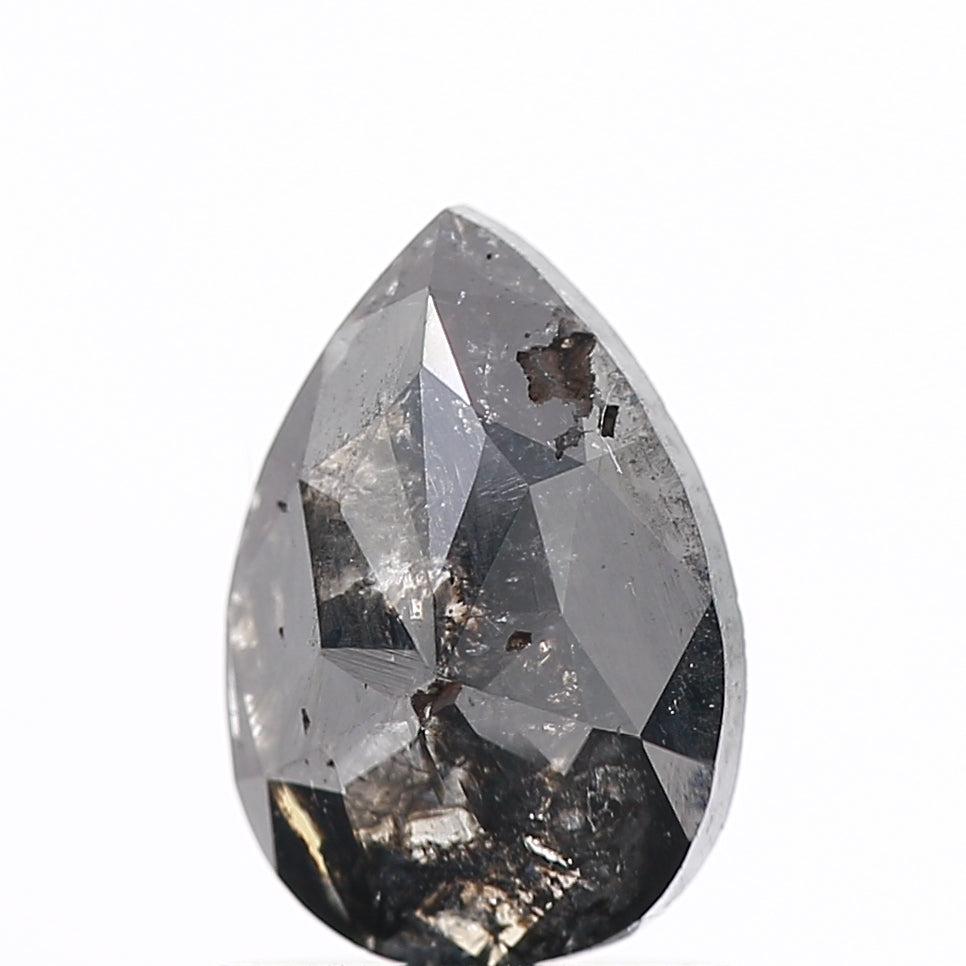 0.92 Carat Natural Pear Rose Cut Black Salt and Pepper Diamond SDM165