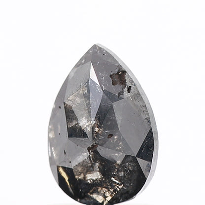 0.92 Carat Natural Pear Rose Cut Black Salt and Pepper Diamond SDM165