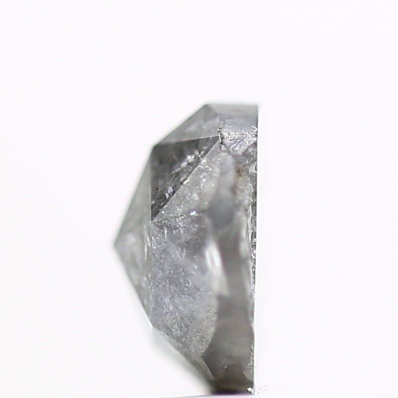 0.73 Carat 5.6 MM Natural Fancy Gray Rose Cut Salt and Pepper Diamond - Blackdiamond