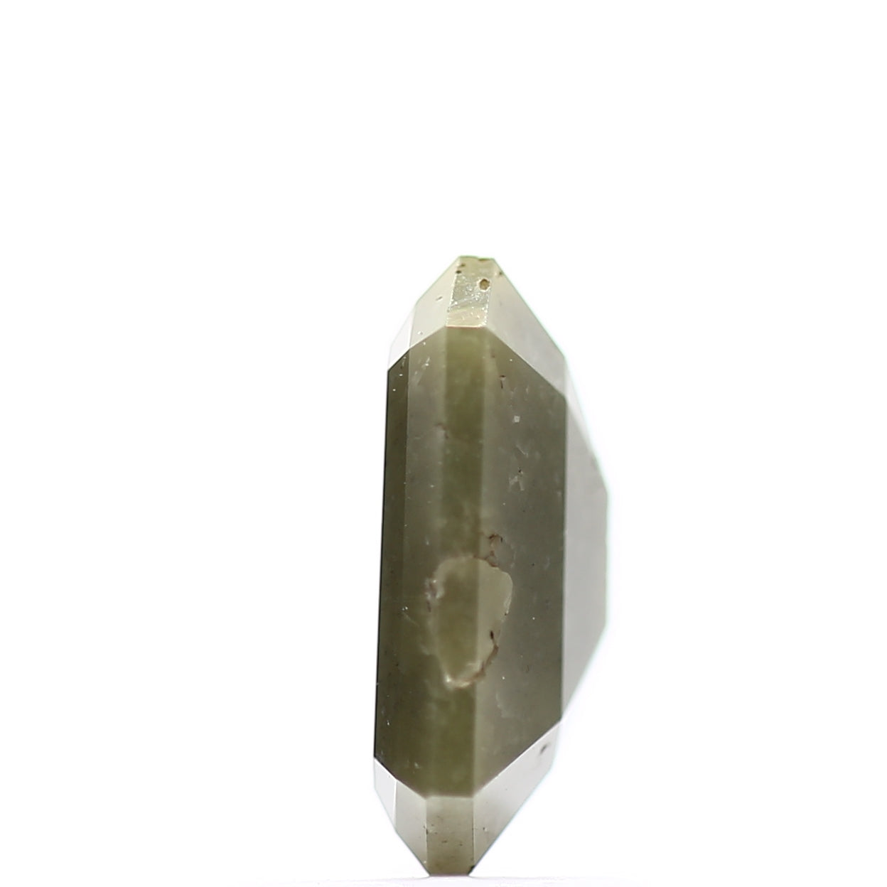 1.66 Carat 8 MM Fancy Green Gray Emerald Rustic Natural Loose Diamond - Blackdiamond