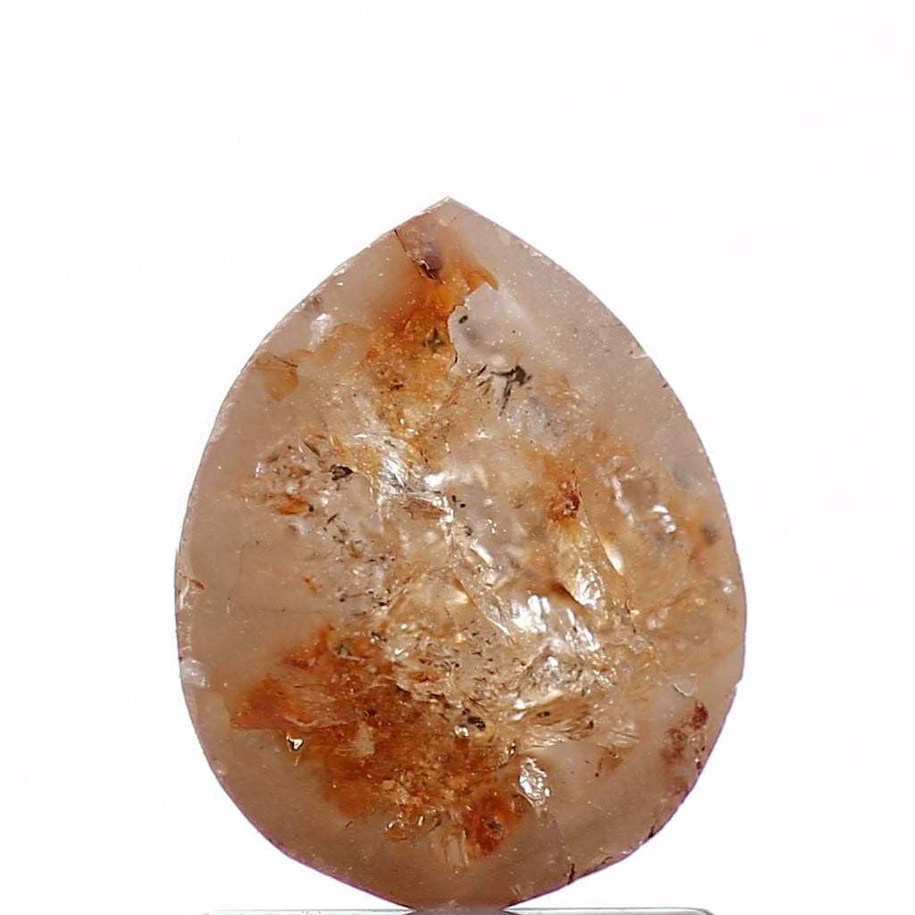 1.57 Carat Rose Cut Orange Rustic Pear Natural Diamond 7.6 MM