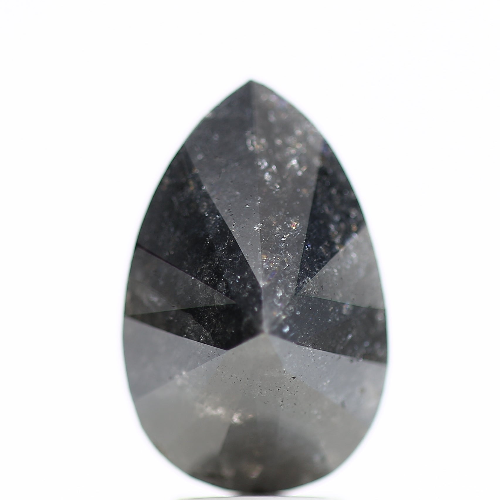 4.44 Carat Natural Pear Salt And Pepper Fancy Black Diamond 13.40 MM