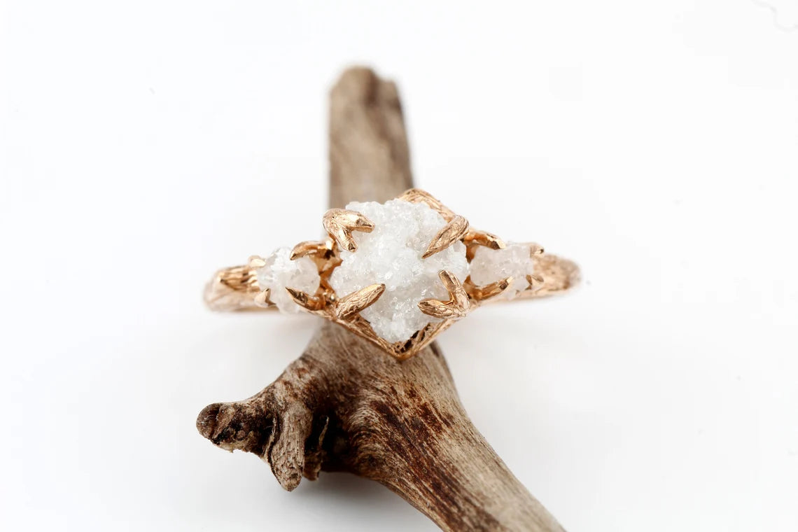 icy rough white diamond ring