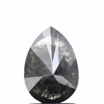 1.81 Carat Fancy Gray Black Salt and Pepper Pear Diamond 9.12 MM