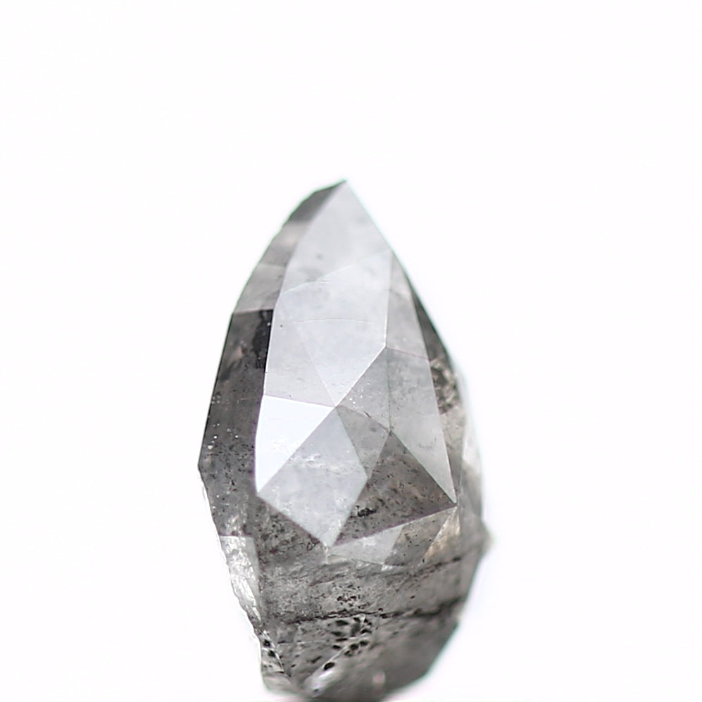 0.74 Carat Natural Pear Rose Cut Gray Salt and Pepper Diamond SDM122