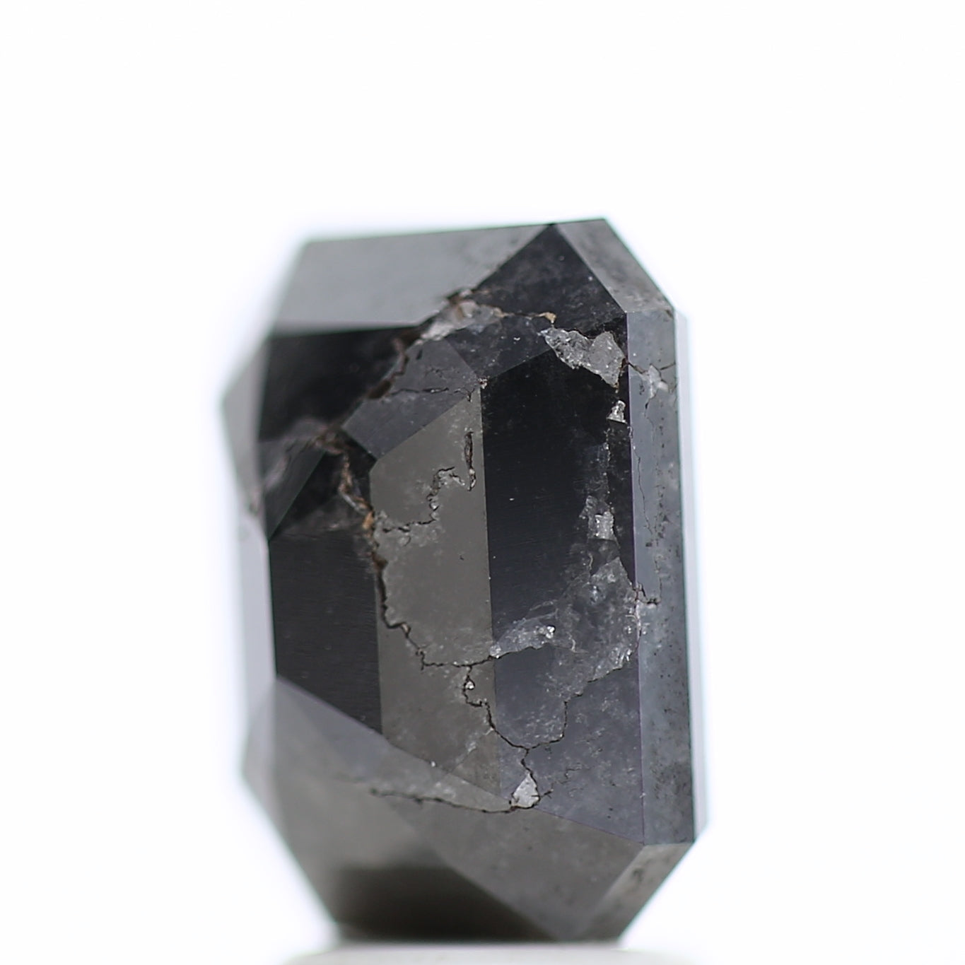 4 Carat Natural Emerald Cut Black Salt And Pepper Diamond 9.74 MM