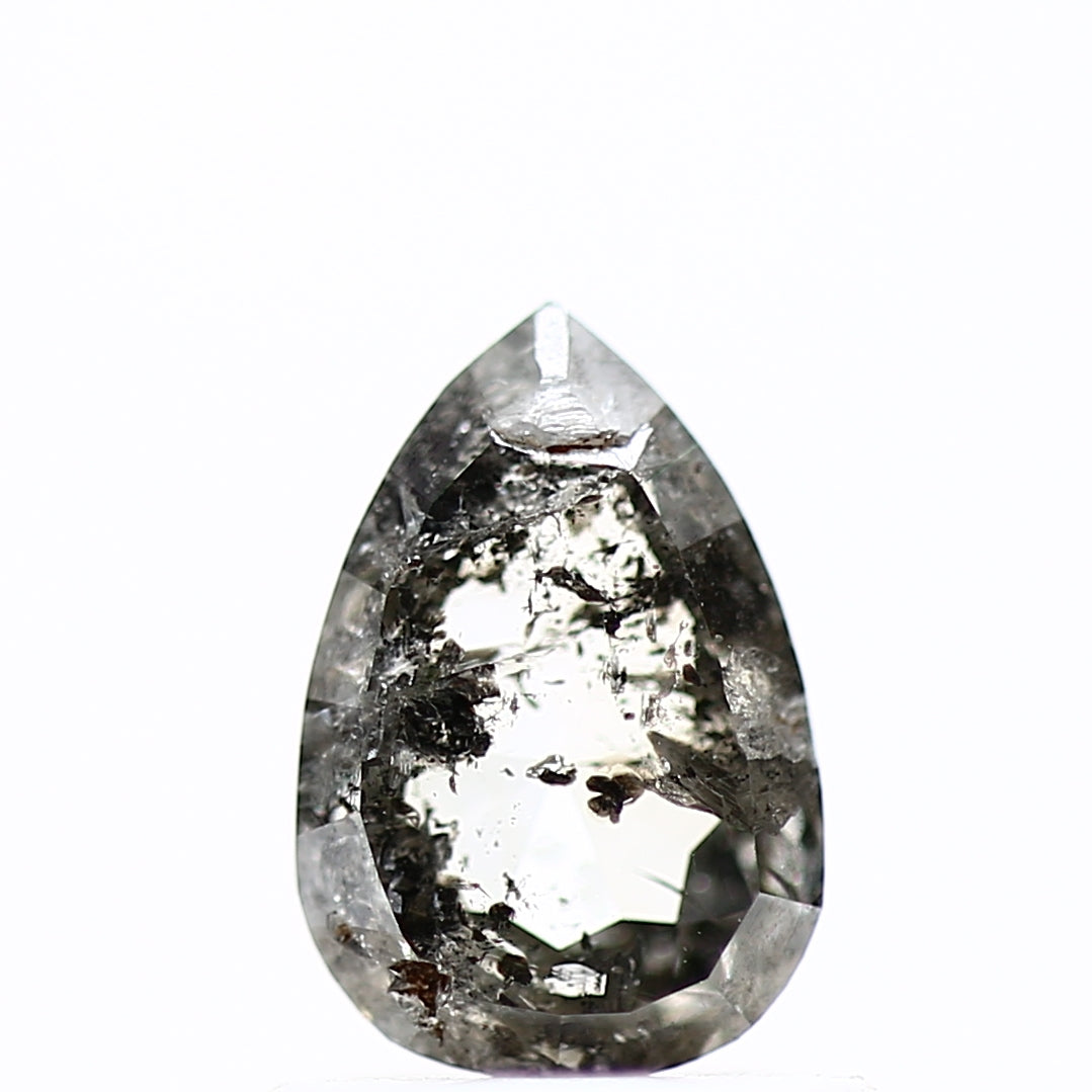 0.80 Carat Natural Loose Salt and Pepper Pear Diamond 7.26 MM