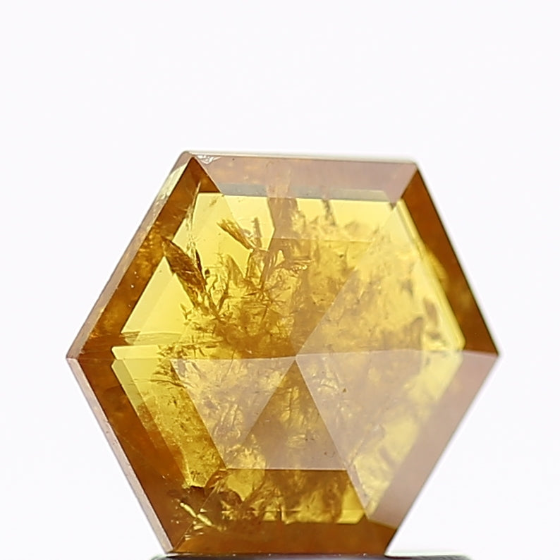 0.86 Carat Fancy Yellow Hexagon Salt and Pepper Diamond 7 MM