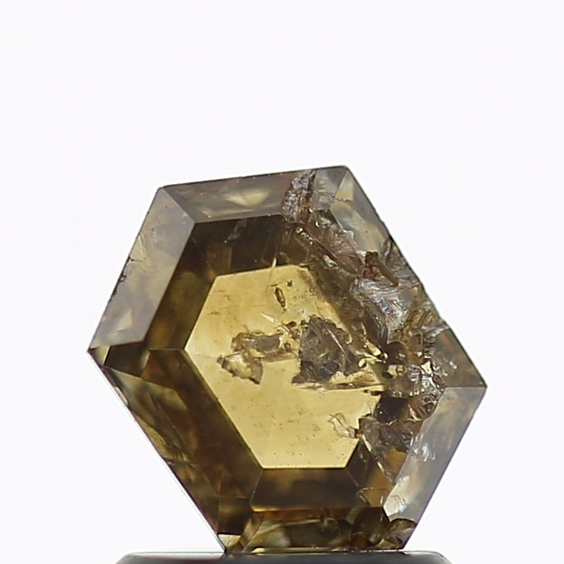 1.12 Carat Fancy Deep Brown Hexagon Salt and Pepper Diamond 7.5 MM