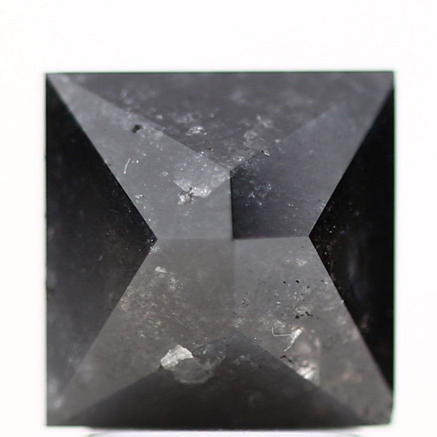 3.13 Carat 7.19 MM Natural Black Princess Cut Salt and Pepper Diamond - Blackdiamond