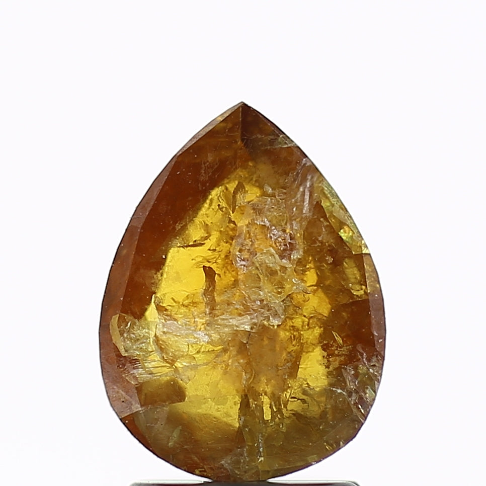 1.50 Carat Pear Salt and Pepper Diamond Yellowish Orange 9.2 MM