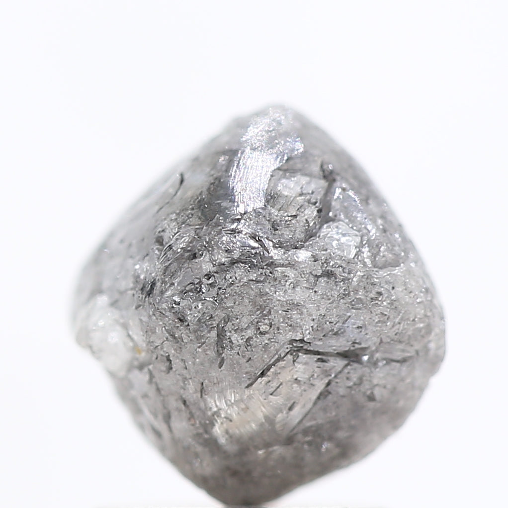 2.45 Carat Fancy Gray Octahedron Raw Rough Natural Diamond 7.50 MM - Blackdiamond