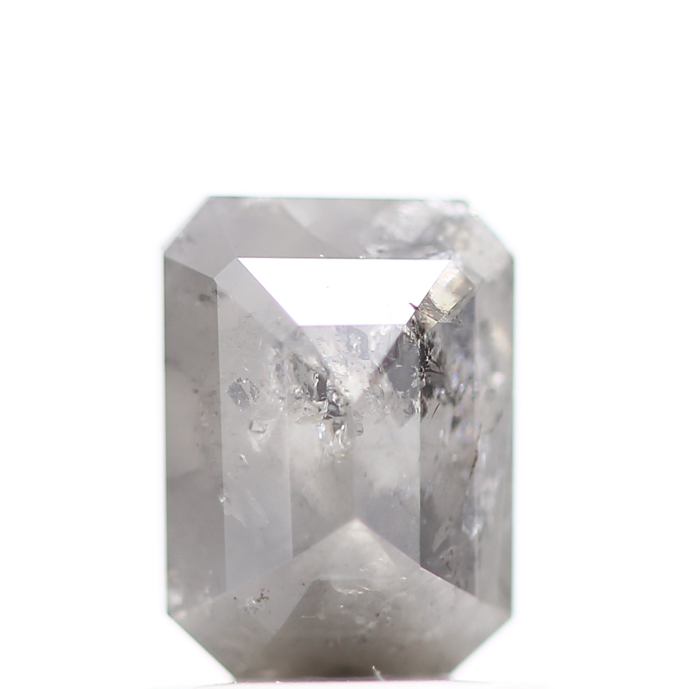 1.06 Carat 6.59 MM Natural Emerald Cut Gray Salt and Pepper Diamond - Blackdiamond