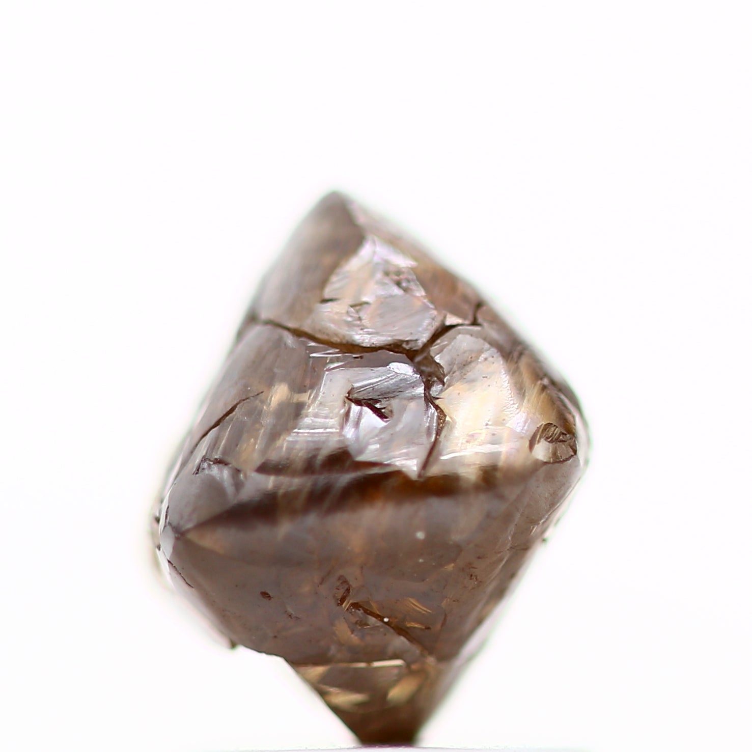 1.82 Carat Natural Fancy Cognac Brown Octahedron Rough Diamond 7.20 MM - Blackdiamond
