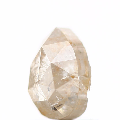 1.41 Carat Rose Cut Orange Rustic Pear Natural Diamond 7.48 MM