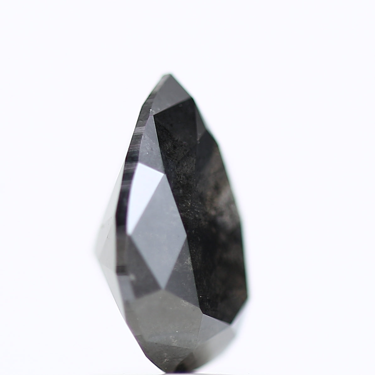 1.84 Carat Gray Black Salt and Pepper Pear Diamond 9.16 MM