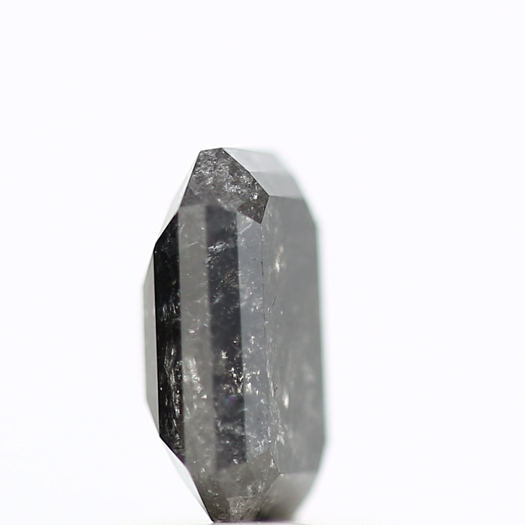 1 Carat Emerald Cut Salt and Pepper Diamond 6.93 MM Fancy Natural Black