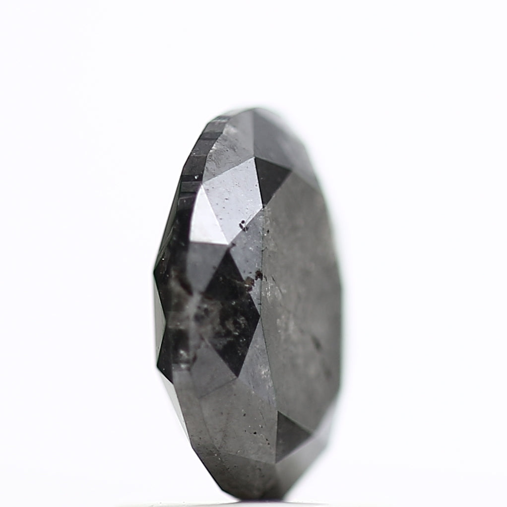 1.17 Carat Rose Cut Salt and Pepper Diamond Oval Fancy Gray Diamond 7.67 MM