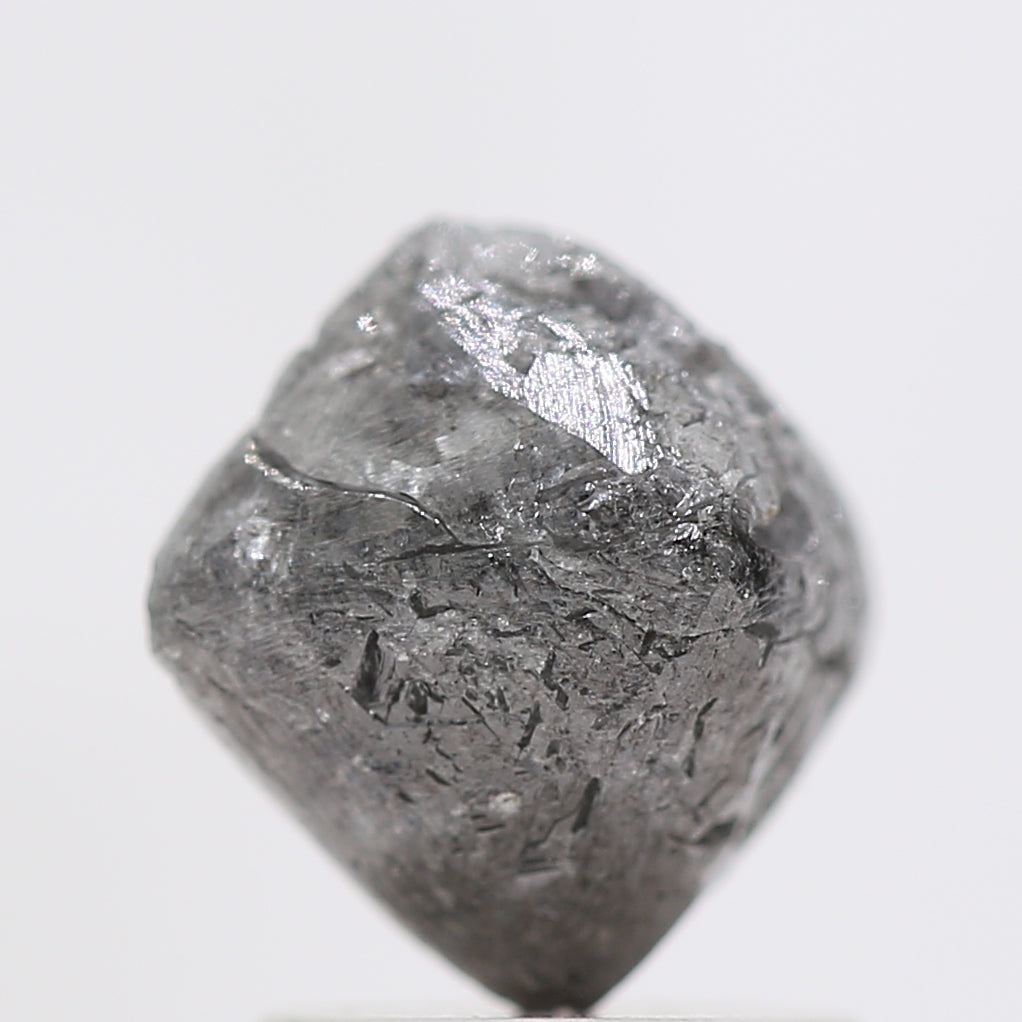 2.22 Carat Fancy Gray Octahedron Natural Raw Rough Diamond 7.40 MM - Blackdiamond