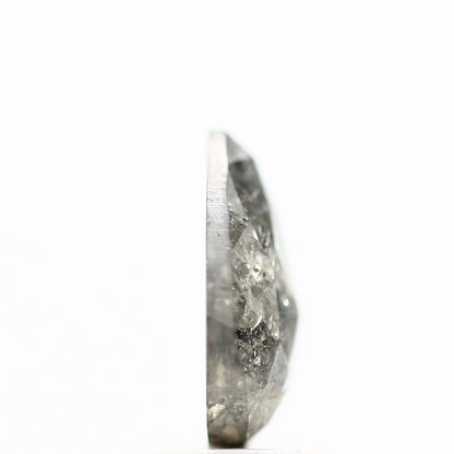 1.46 Carat Natural Gray Rose Cut Salt and Pepper Pear Diamond 8.99 MM