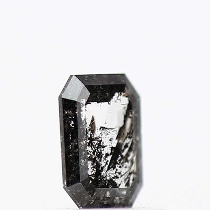 0.44 Carat 5.80 MM Fancy Gray Emerald Cut Salt and Pepper Diamond - Blackdiamond