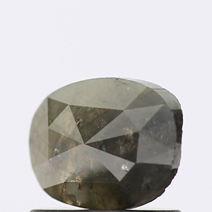 0.62 Carat Natural Gray Oval Loose Rose Cut Diamond 6.7 MM