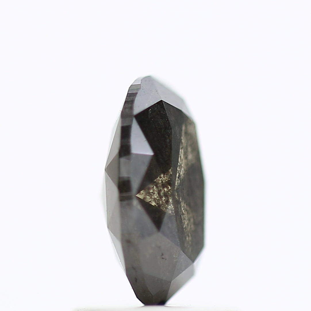 1.11 Carat Black Oval Rose Cut Diamond Salt & Pepper Diamond 7.71 MM