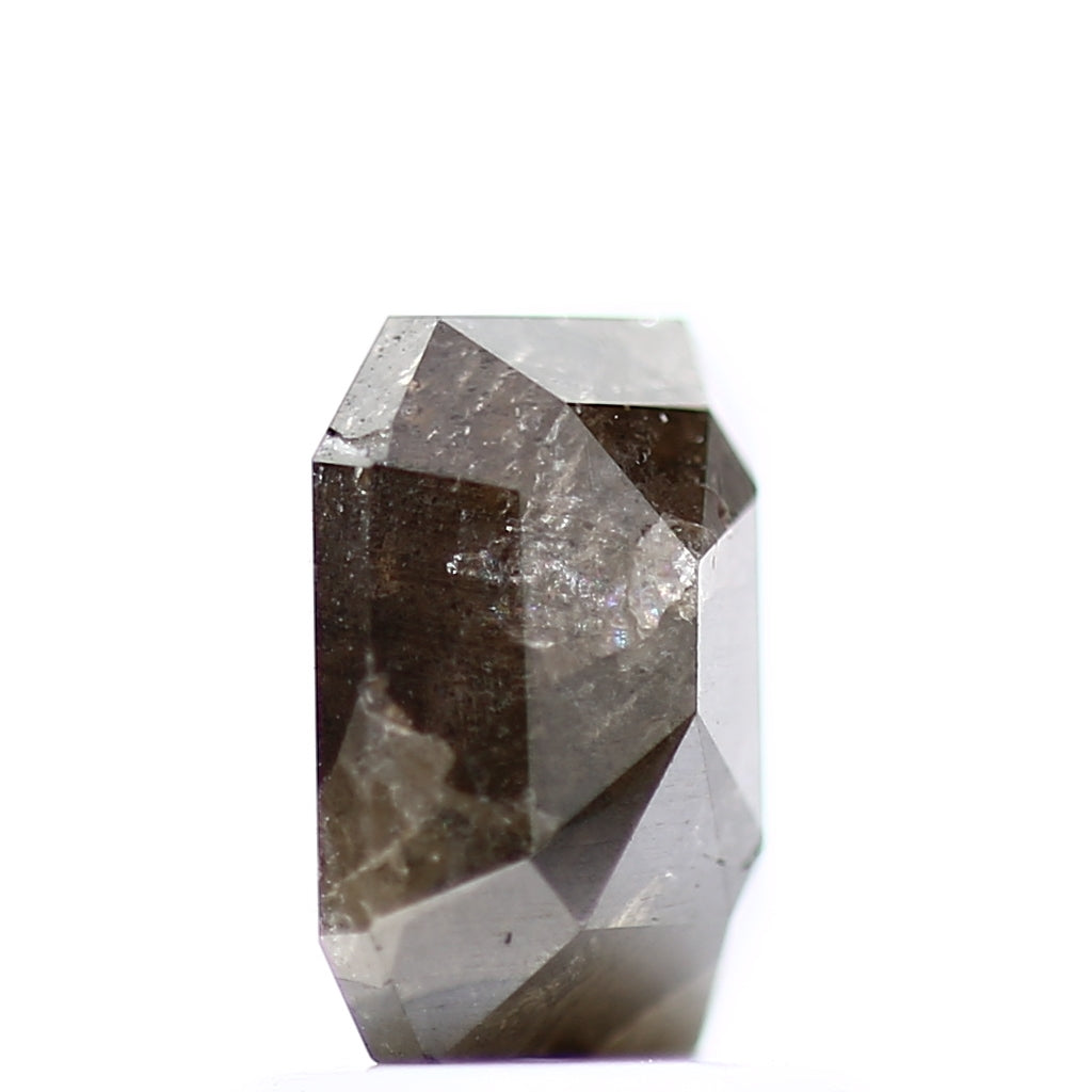 1.10 Carat 6.74 MM Natural Gray Rustic Emerald Shape Loose Diamond - Blackdiamond