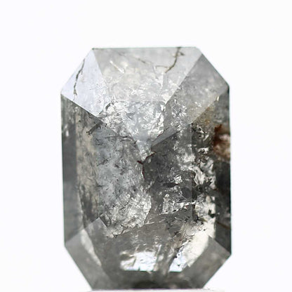 1.44 Carat 9 MM Natural Gray Emerald Cut Salt and Pepper Diamond - Blackdiamond