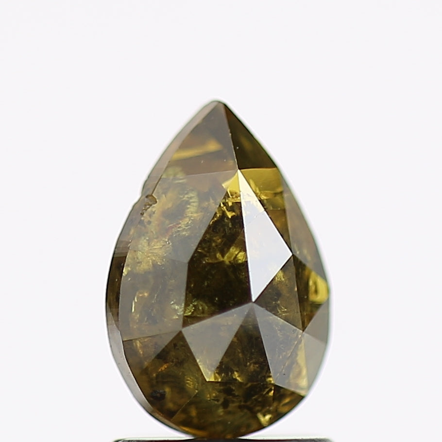 1.29 Carat Natural Pear Salt and Pepper Diamond Fancy Deep Yellow 8.5 MM