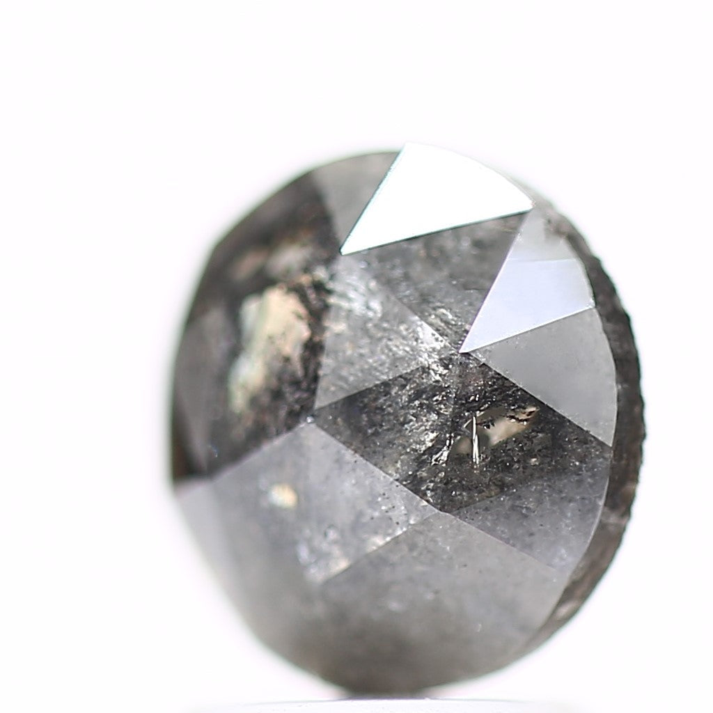 1.44 Carat 7.6 MM Natural Gray Rose Cut Salt and Pepper Diamonds - Blackdiamond