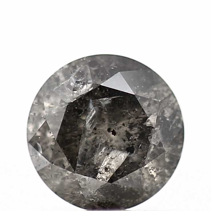 0.68 Carat Gray Round Cut Salt and Pepper Natural Loose Diamond 5.5 MM - Blackdiamond