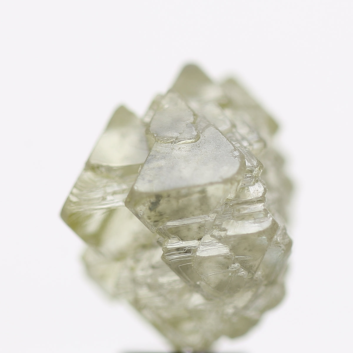 10 Ct Rough Diamond Octahedron Light Green Gray Raw Stone 12.70 MM