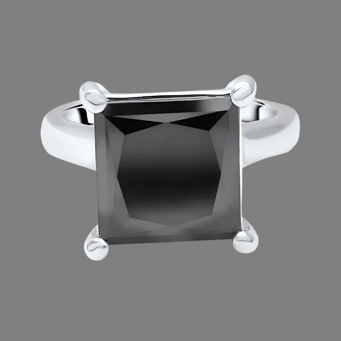 5 Carat Black Princess Cut Solitaire Diamond Engagement Ring 14k White Gold