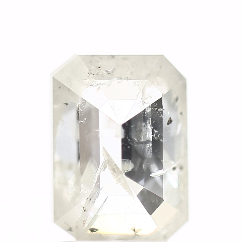 1.34 Carat Natural Emerald Cut White Salt and Pepper Diamond 7.41 MM - Blackdiamond