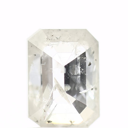 1.34 Carat Natural Emerald Cut White Salt and Pepper Diamond 7.41 MM - Blackdiamond