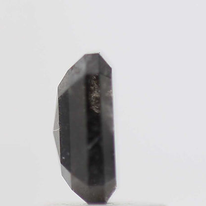 0.99 Carat 6.40 MM Natural Gray Emerald Cut Salt and Pepper Diamond - Blackdiamond