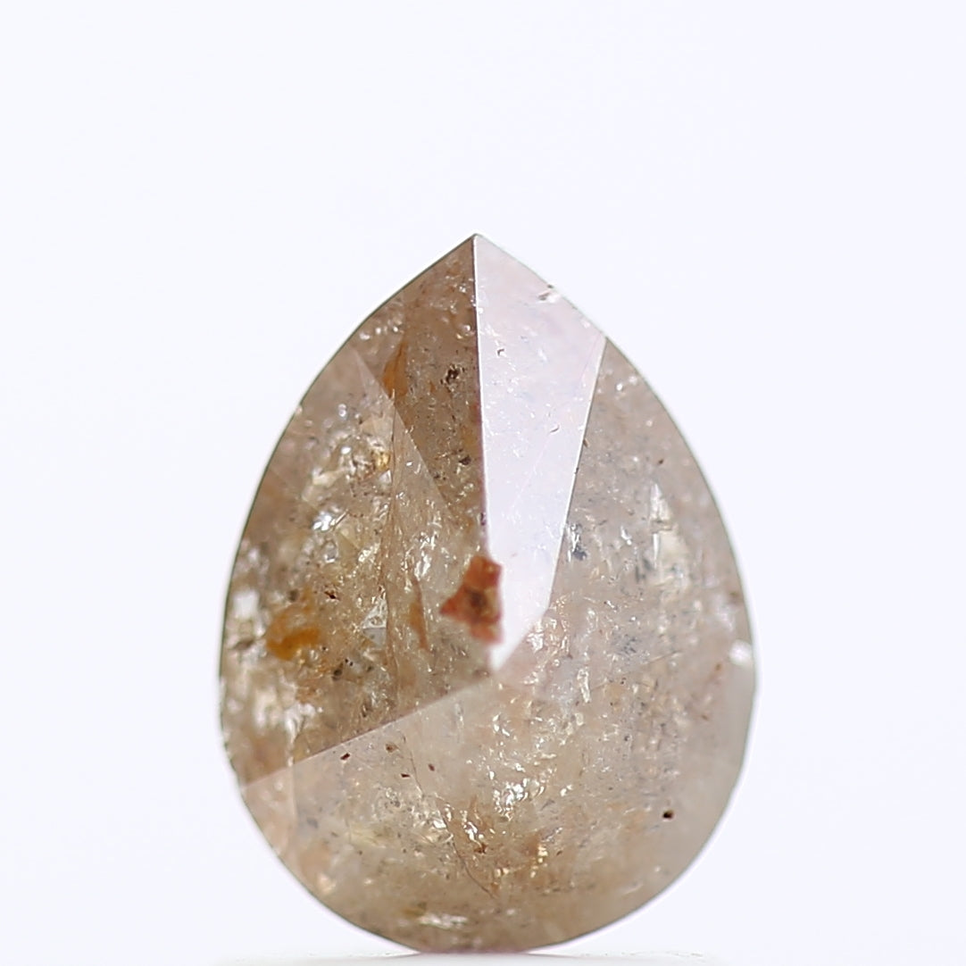 1 Carat Pear Cut Salt And Pepper Diamond Orange Brown 7.77 MM