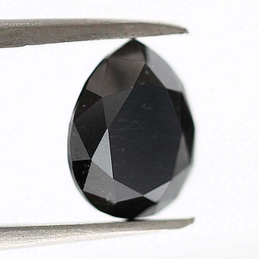 2.02 Carat Double Cut Natural Pear Loose Black Diamond