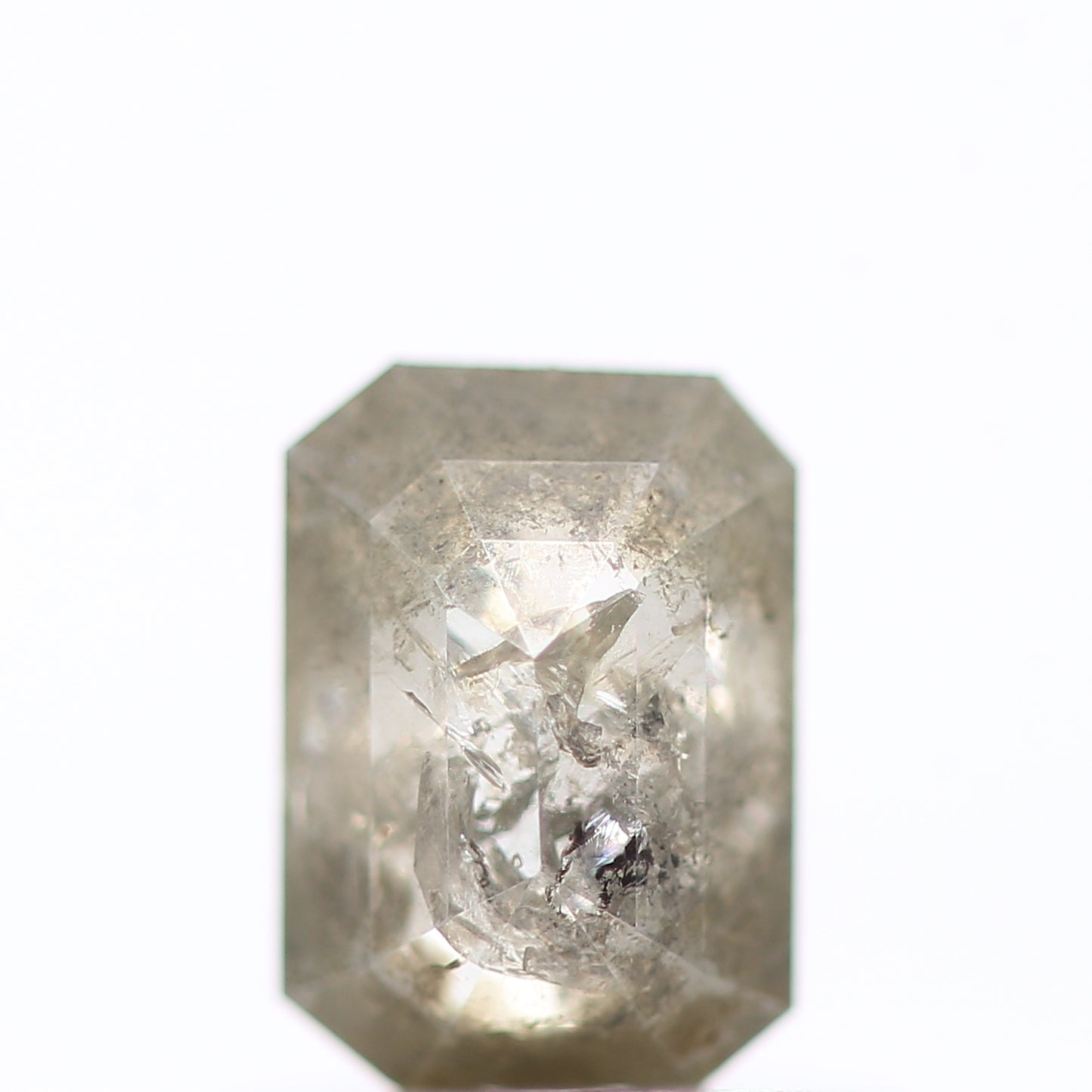 0.58 Carat 5.76 MM Natural Emerald Cut Rustic Gray Loose Diamond - Blackdiamond