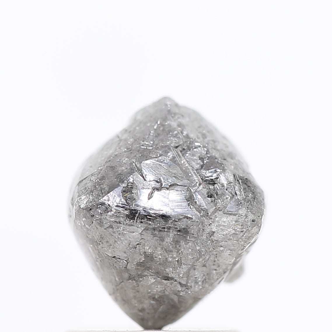 2.21 Carat Fancy Gray Uncut Octahedron Rough Natural Diamond 7.50 MM - Blackdiamond