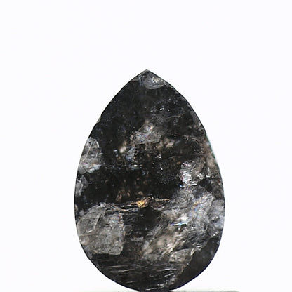 0.63 Carat Natural Pear Rose Cut Black Salt and Pepper Diamond SDM153