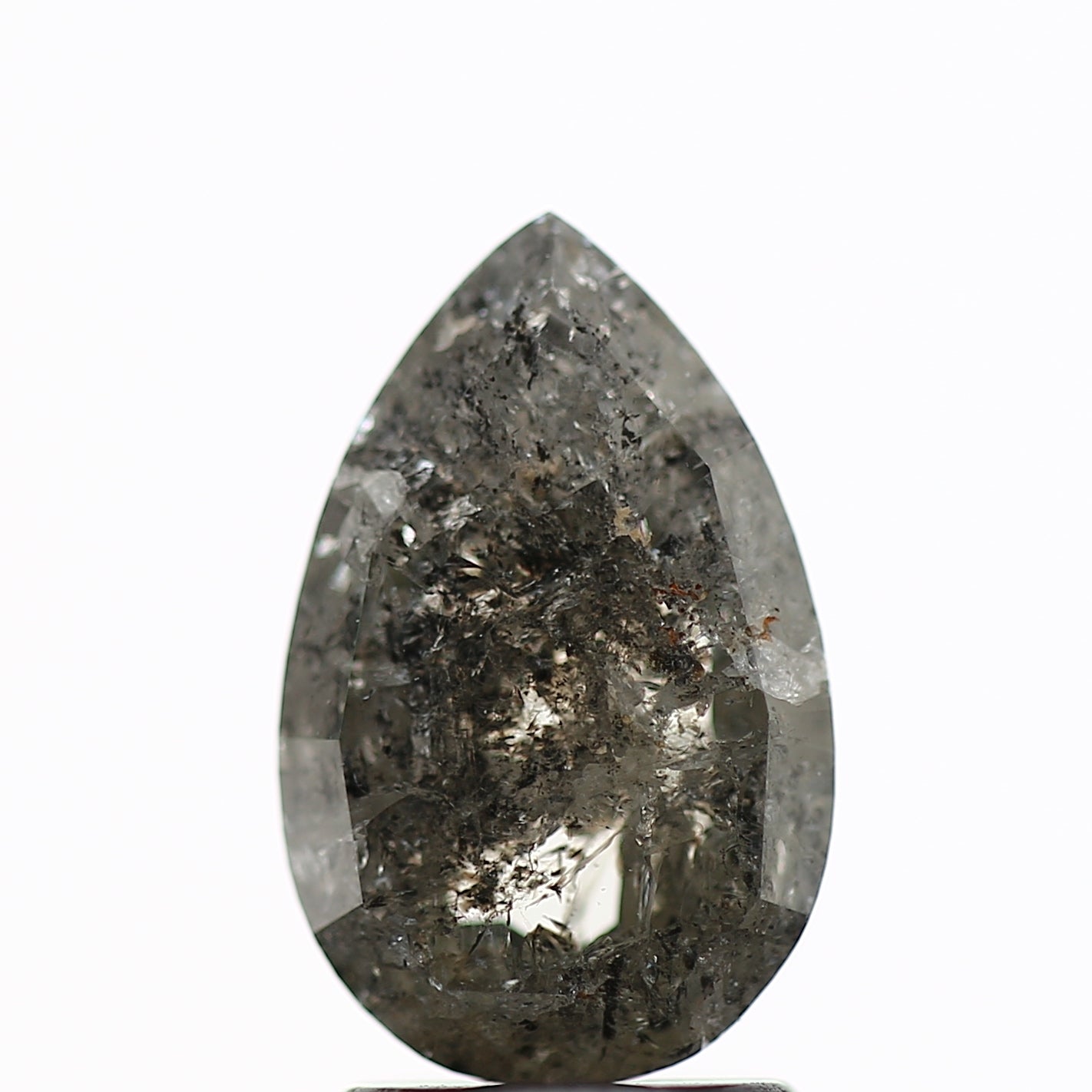 2.90 Carat Natural Gray Pear Salt and Pepper Diamond