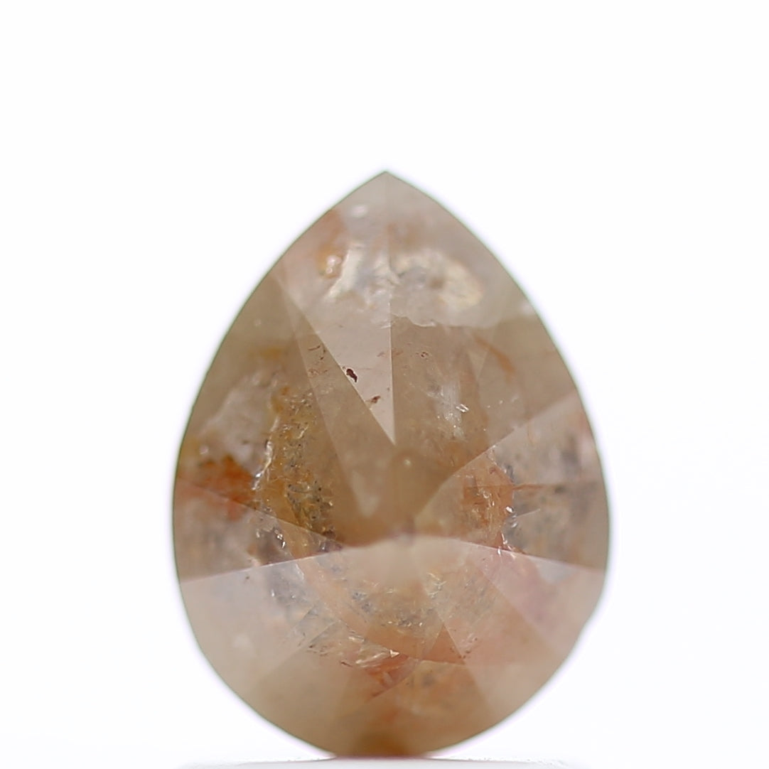 1.40 Carat Orange Brown Pear Cut Salt And Pepper Diamond 7.98 MM